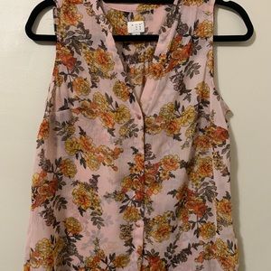 Floral Button Up Tank Top